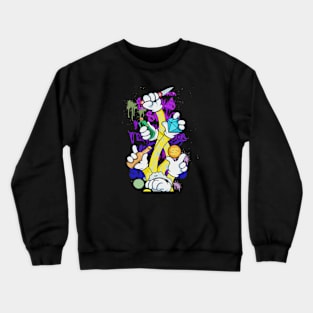 Dope Slluks multiple hands and arms cheering colorful illustration Crewneck Sweatshirt